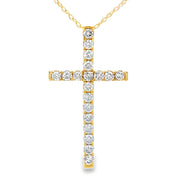 Bids.com .50ct Diamond Cross Religious Pendant 14KT Yellow Gold Pendants