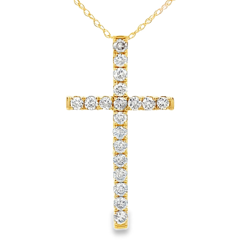 Bids.com .50ct Diamond Cross Religious Pendant 14KT Yellow Gold Pendants
