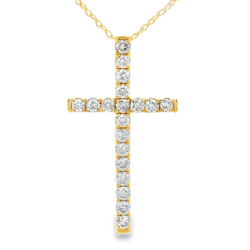 Bids.com .50ct Diamond Cross Religious Pendant 14KT Yellow Gold Pendants