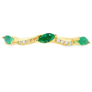 Bids.com Emerald Diamond stackable band set 14KT Yellow Gold Rings