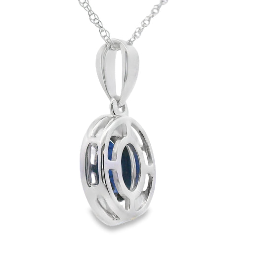 Bids.com .65ct Sapphire Diamond Fashion Pendants 10KT White Gold Pendants