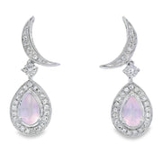 Bids.com Rose Quartz Diamond Dangle Earrings 10KT White Gold Earrings