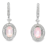 Bids.com Rose Quartz Diamond Dangle Earrings 10KT White Gold Earrings