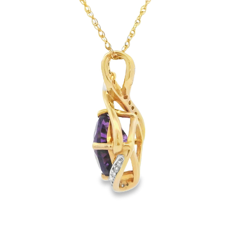 Bids.com Amethyst Diamond Fashion Pendants 10KT Yellow Gold Pendants