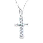 Bids.com .20ct Emerald Cross Religious Pendant 14KT White Gold Pendants