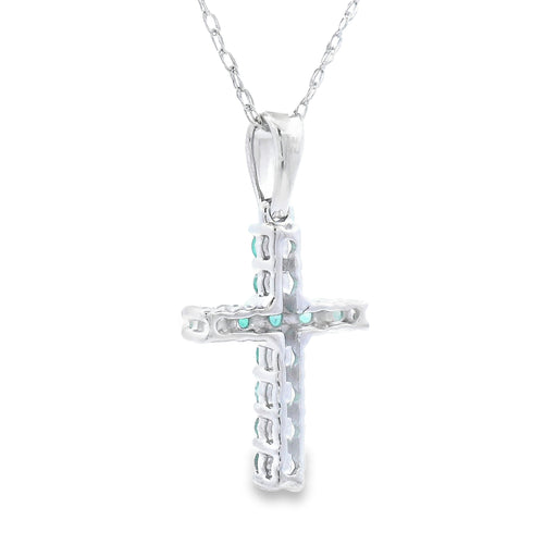 Bids.com .20ct Emerald Cross Religious Pendant 14KT White Gold Pendants