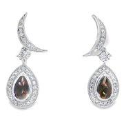 Bids.com .47ct Quartz Diamond Dangle Earrings 10KT White Gold Earrings
