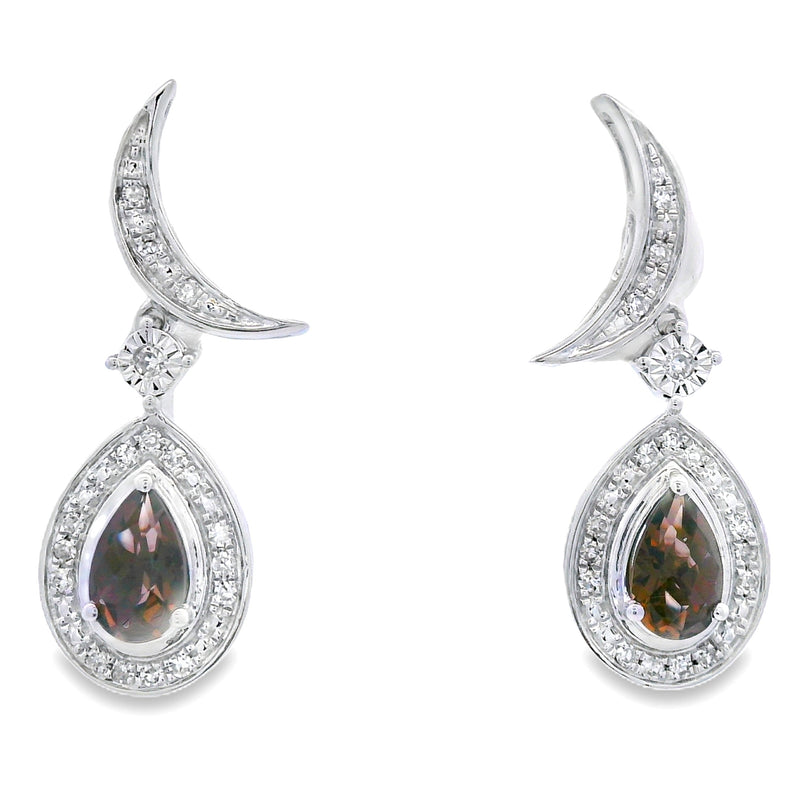Bids.com .47ct Quartz Diamond Dangle Earrings 10KT White Gold Earrings