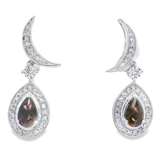 Bids.com .47ct Quartz Diamond Dangle Earrings 10KT White Gold Earrings