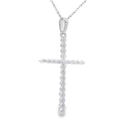 Bids.com .21ct Diamond Cross Religious Pendant 14KT White Gold Pendants