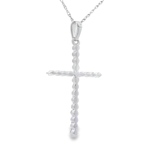 Bids.com .21ct Diamond Cross Religious Pendant 14KT White Gold Pendants
