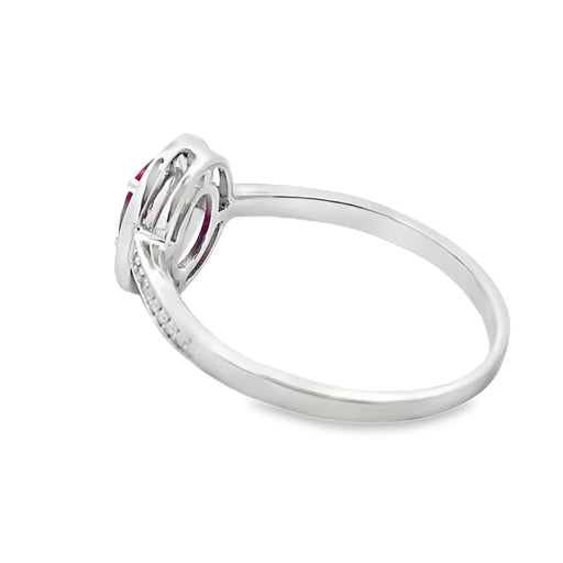 Bids.com .67ct Ruby Diamond Ring 10KT White Gold Rings