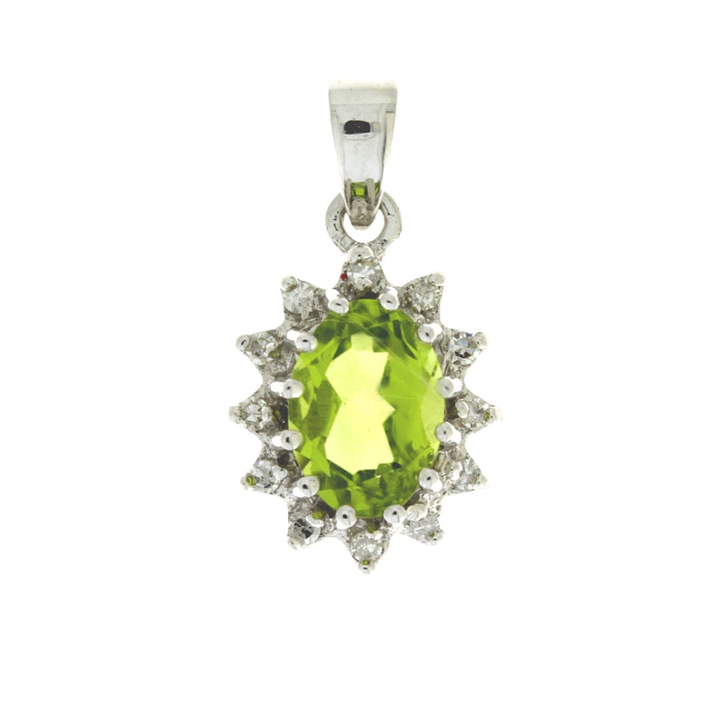 Bids.com .96ct Peridot Diamond Fashion Pendants 10KT White Gold Pendants