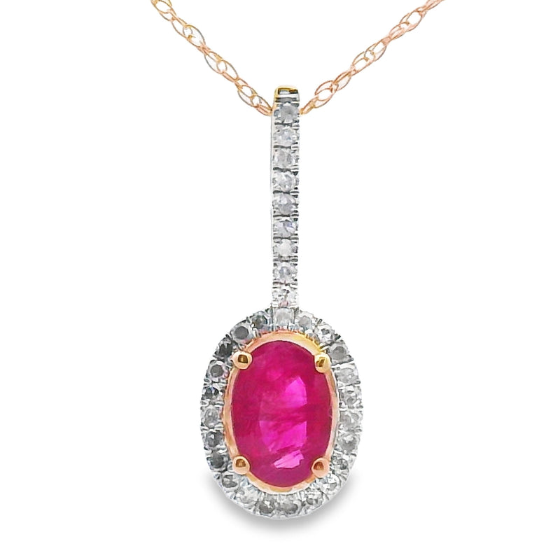 Bids.com .61ct Ruby Diamond Fashion Pendants 10KT Yellow Gold Pendants