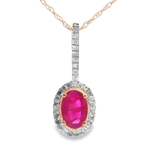 Bids.com .61ct Ruby Diamond Fashion Pendants 10KT Yellow Gold Pendants