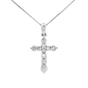 Bids.com .30ct Diamond Cross Religious Pendant 14KT White Gold Pendants