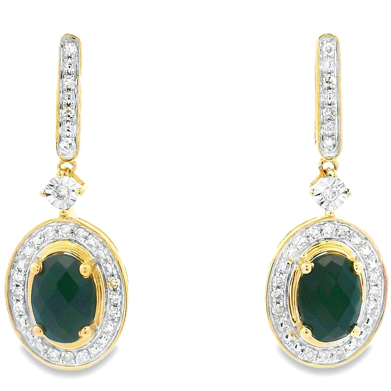 Bids.com 1.06ct Onyx Diamond Dangle Earrings 10KT Yellow Gold Earrings
