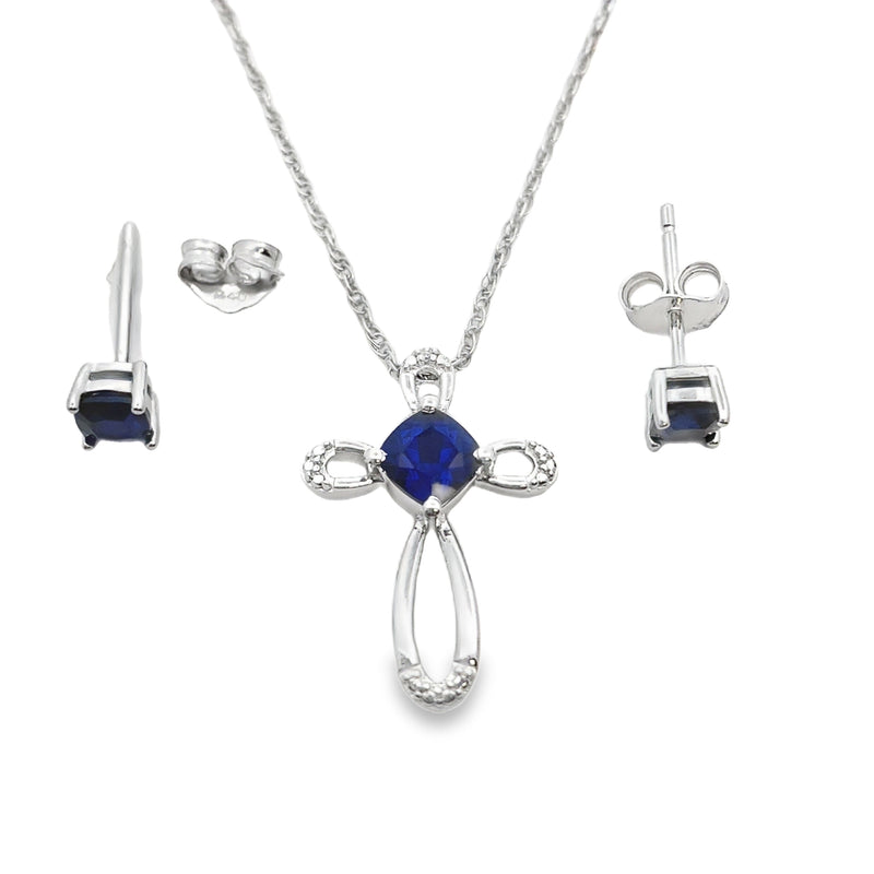 Bids.com Created Sapphire Jewelry sets Sterling Silver Jewelry Sets