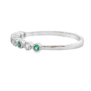 Bids.com Emerald Diamond stackable band set 14KT White Gold Rings