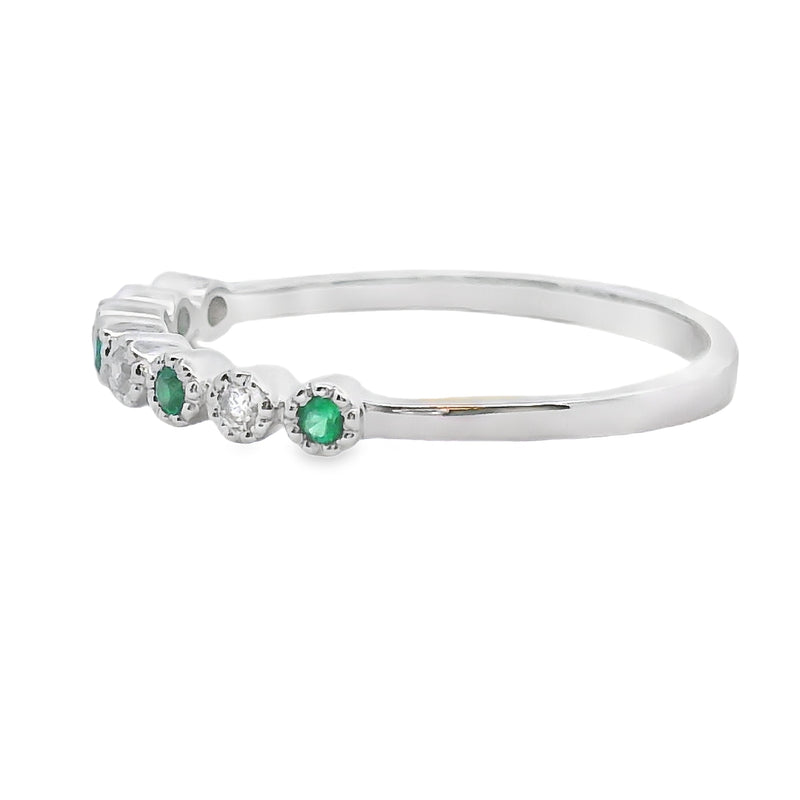 Bids.com Emerald Diamond stackable band set 14KT White Gold Rings