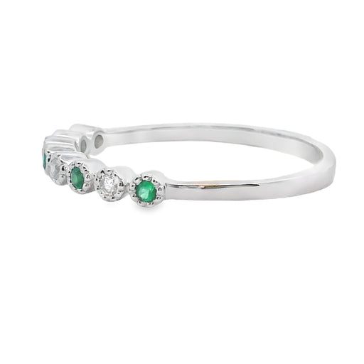 Bids.com Emerald Diamond stackable band set 14KT White Gold Rings