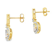 Bids.com Rose Quartz Diamond Dangle Earrings 10KT Yellow Gold Earrings