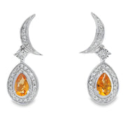 Bids.com .48ct Citrine Diamond Dangle Earrings 10KT White Gold Earrings