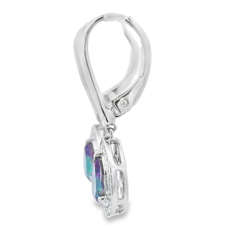Bids.com Mystic Fire Topaz Dangle Earrings 10KT White Gold Earrings