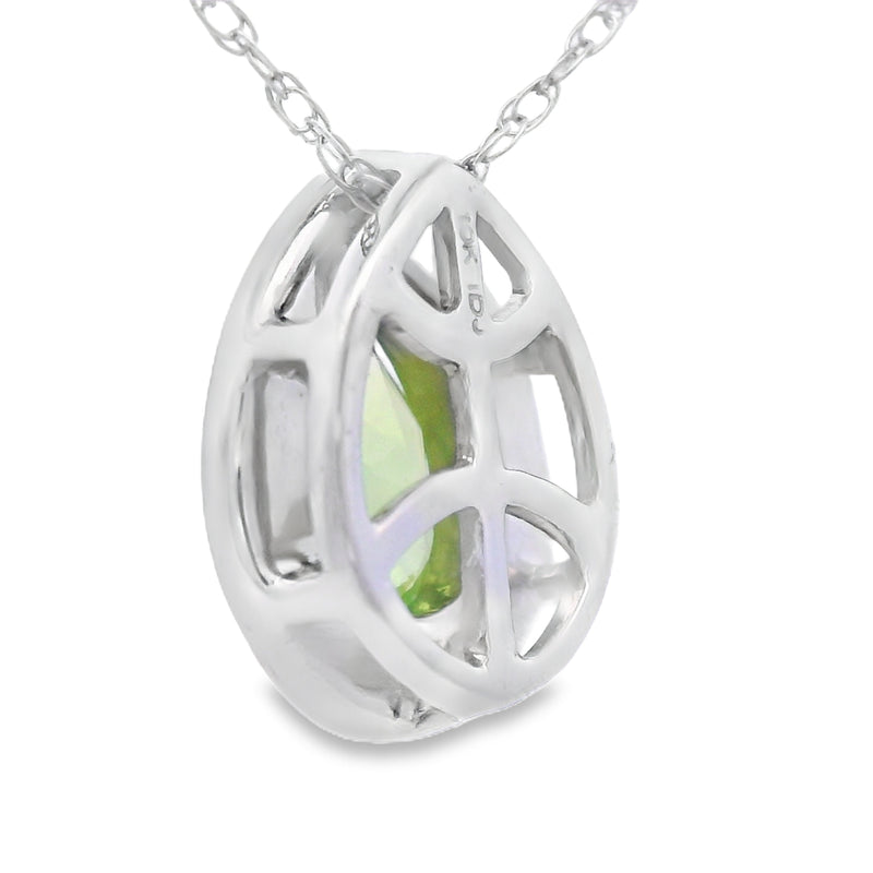 Bids.com .47ct Peridot Diamond Fashion Pendants 10KT White Gold Pendants