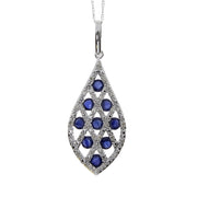 Bids.com .58ct Sapphire Diamond Fashion Pendants 14KT White Gold Pendants