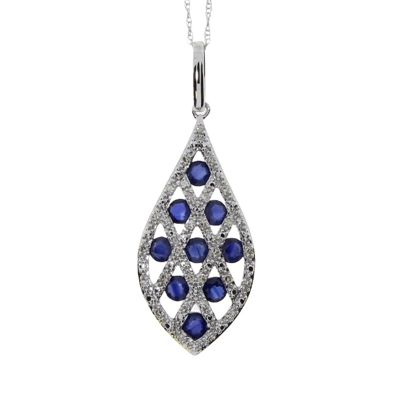 Bids.com .58ct Sapphire Diamond Fashion Pendants 14KT White Gold Pendants