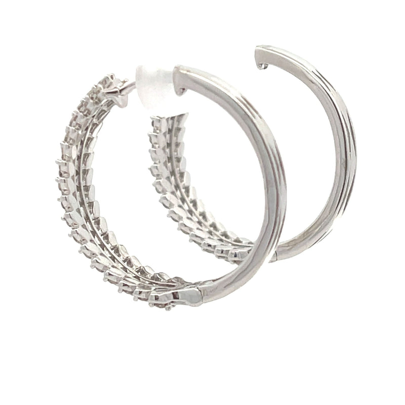 Bids.com 1.02ct Diamond Hoop Earrings 10KT White Gold Earrings