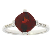 Bids.com 1.25ct Garnet Diamond Ring 10KT White Gold Rings