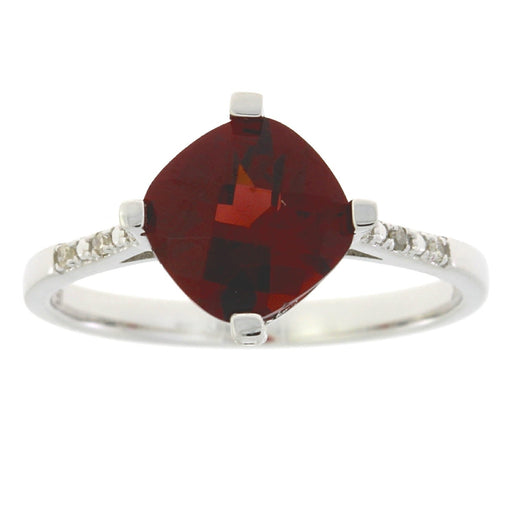 Bids.com 1.25ct Garnet Diamond Ring 10KT White Gold Rings