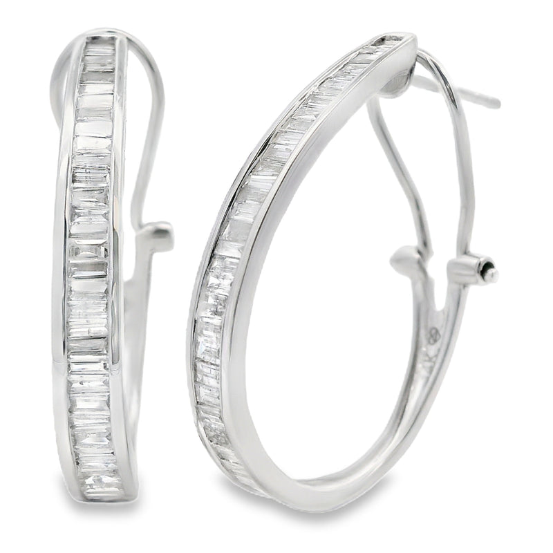 Bids.com 1.00ct Diamond Hoop Earrings 14KT White Gold Earrings