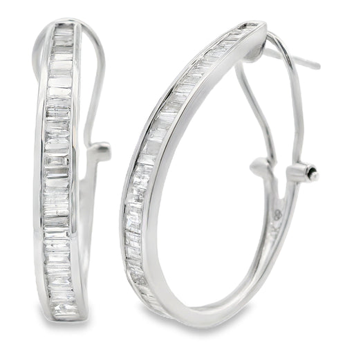 Bids.com 1.00ct Diamond Hoop Earrings 14KT White Gold Earrings