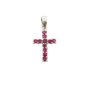 Bids.com .21ct Ruby Cross Religious Pendant 10KT White Gold Pendants