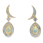 Bids.com .42ct Opal Diamond Dangle Earrings 10KT Yellow Gold Earrings