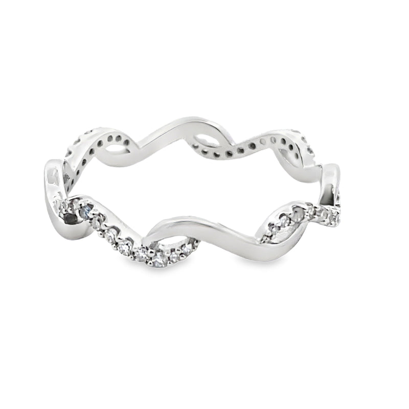 Bids.com .17ct Diamond Wedding Band Ring 14KT White Gold Rings