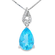 Bids.com Blue Topaz Diamond Fashion Pendants 10KT White Gold Pendants