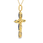 Bids.com Sapphire Cross Religious Pendant 10KT Yellow Gold Pendants