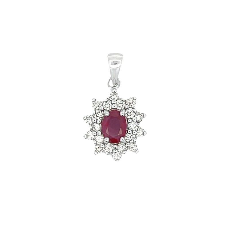 Bids.com 1.65ct Ruby Diamond Fashion Pendants 14KT White Gold Pendants
