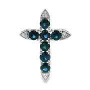 Bids.com 1.68ct Sapphire Cross Religious Pendant 14KT White Gold Pendants