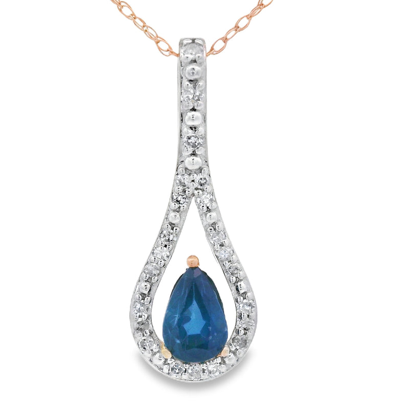 Bids.com Sapphire Diamond Fashion Pendants 10KT Yellow Gold Pendants