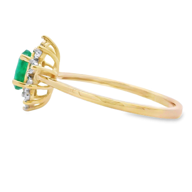 Bids.com .43ct Emerald Diamond Ring 10KT Yellow Gold Rings