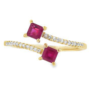 Bids.com .57ct Ruby Diamond Ring 14KT Yellow Gold Rings