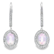 Bids.com Rose Quartz Diamond Dangle Earrings 10KT White Gold Earrings