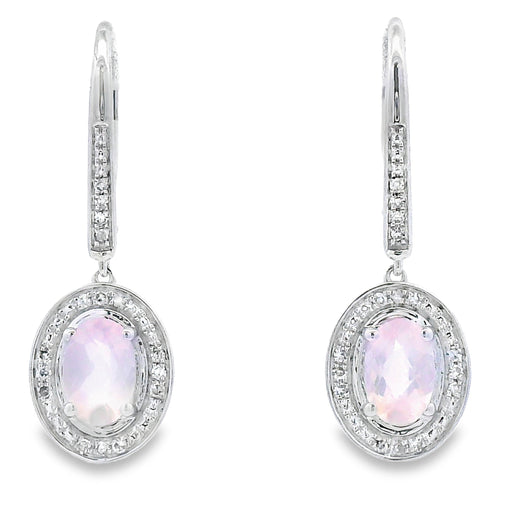 Bids.com Rose Quartz Diamond Dangle Earrings 10KT White Gold Earrings