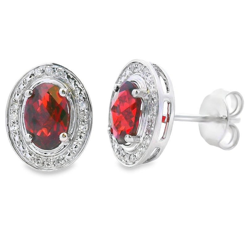 Bids.com 1.12ct Garnet Diamond Earrings 10KT White Gold Earrings