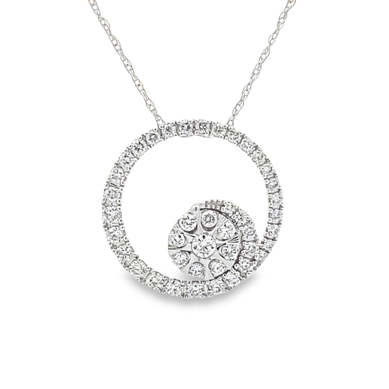 Bids.com .50ct Diamond Circle of Love Pendant 14KT White Gold Pendants